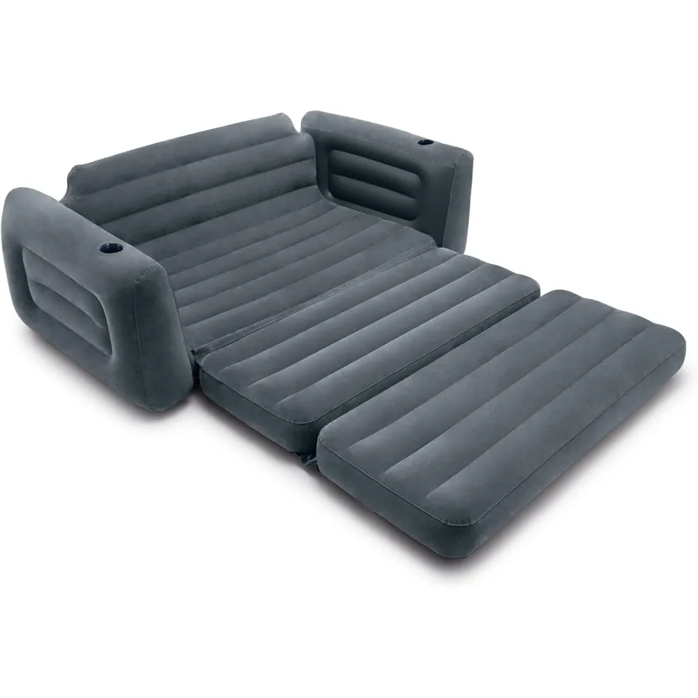 Sofá inflável cinza escuro Conjunto com sofá e cadeira, Colchão de cama de ar, 2 sofá-cama, Sleep Away Futon Couch