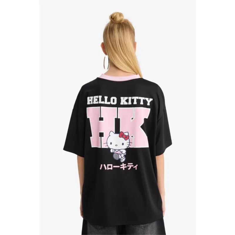 

2026 New Summer Fashion T-shirt, Korean Girl Hello Kitty Short Sleeved Clothing, Girls' Mesh Jersey Hot Selling T-shirt