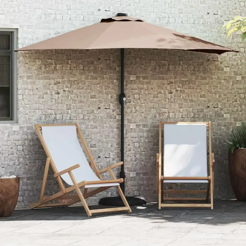 Parasol d'extérieur 294 x 150 x 224 cm. Ce parasol est fabriqué en tissu polyester de haute qualité et doté de plusieurs baleines métalliques haute résistance, offrant une excellente durabilité et une stabilité optimales.