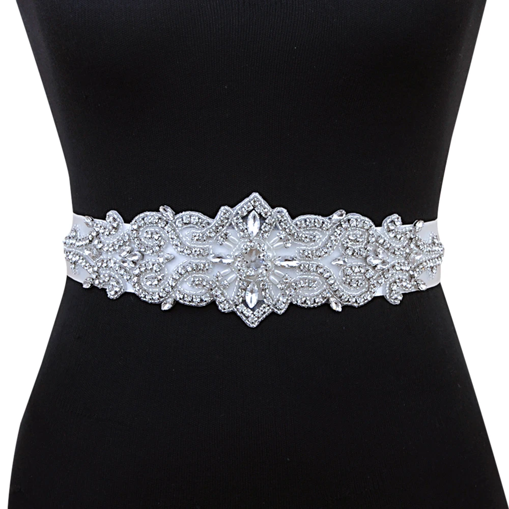 

Luxury Rhinestones Wedding Dresses Belt Women Crystal Applique Decoration Sparkly for Bride Waistband Bridal Sash S26