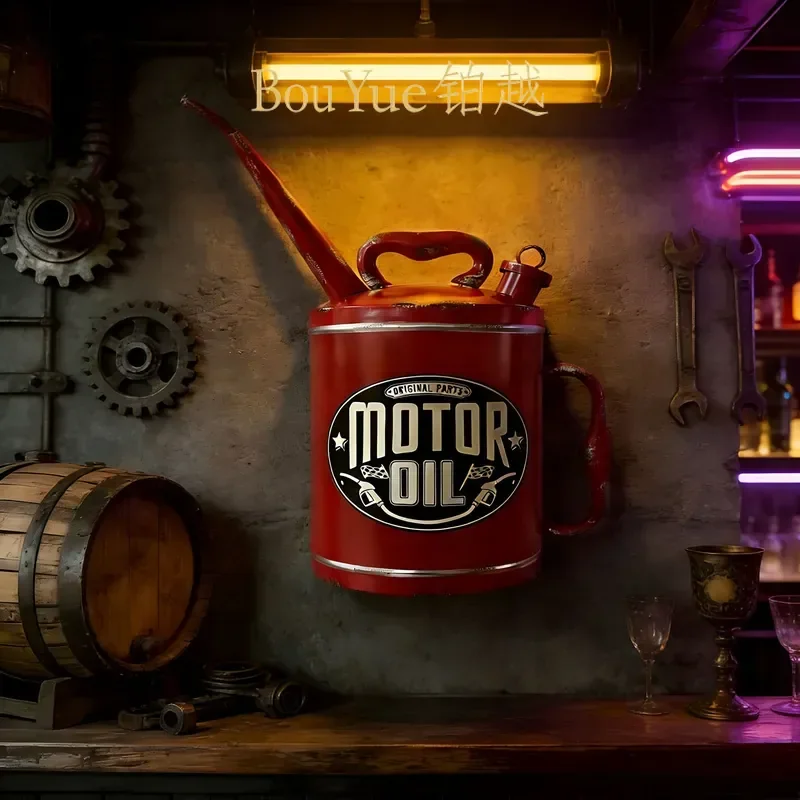 American Retro Industrial Style Wrought Iron Oil Pot Barrel for Restaurant Bar Cafe Background Wall 3D Decoration Foreign