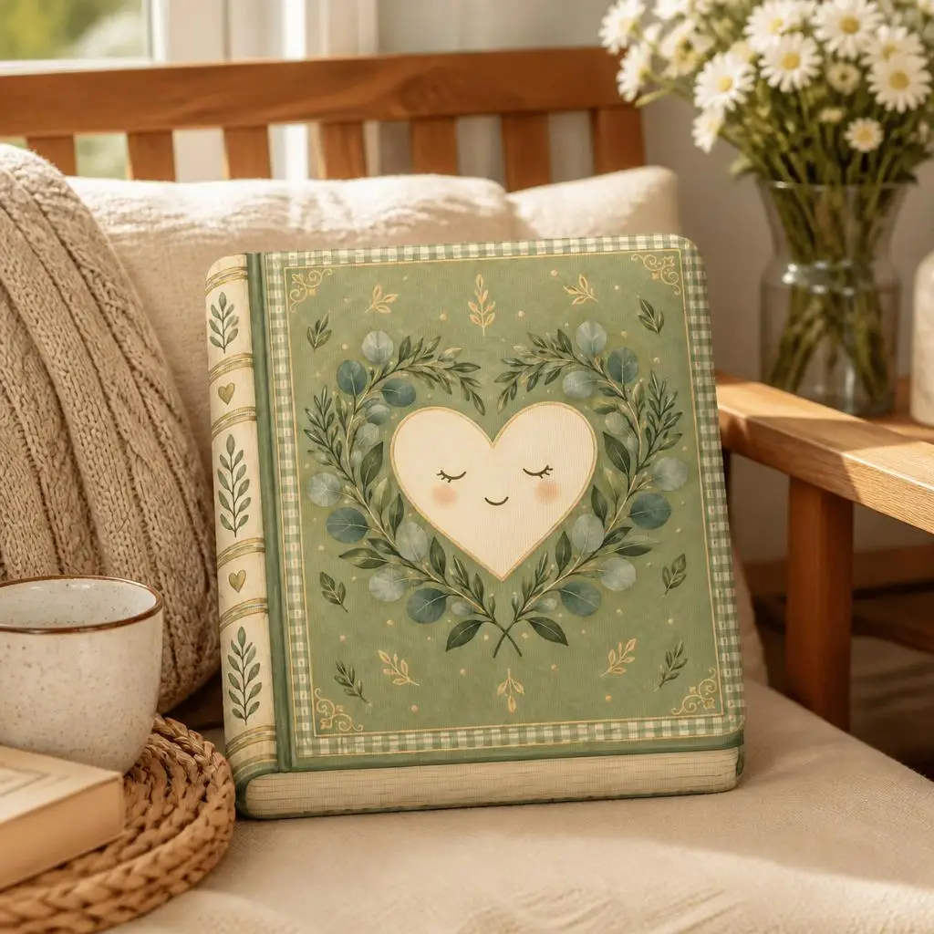 Romance Book Heart Throw Pillow Book Lover Cushion Cottagecore Botanical Stuffed Shaped Pillow for Sofa Home Decor Gift Idea