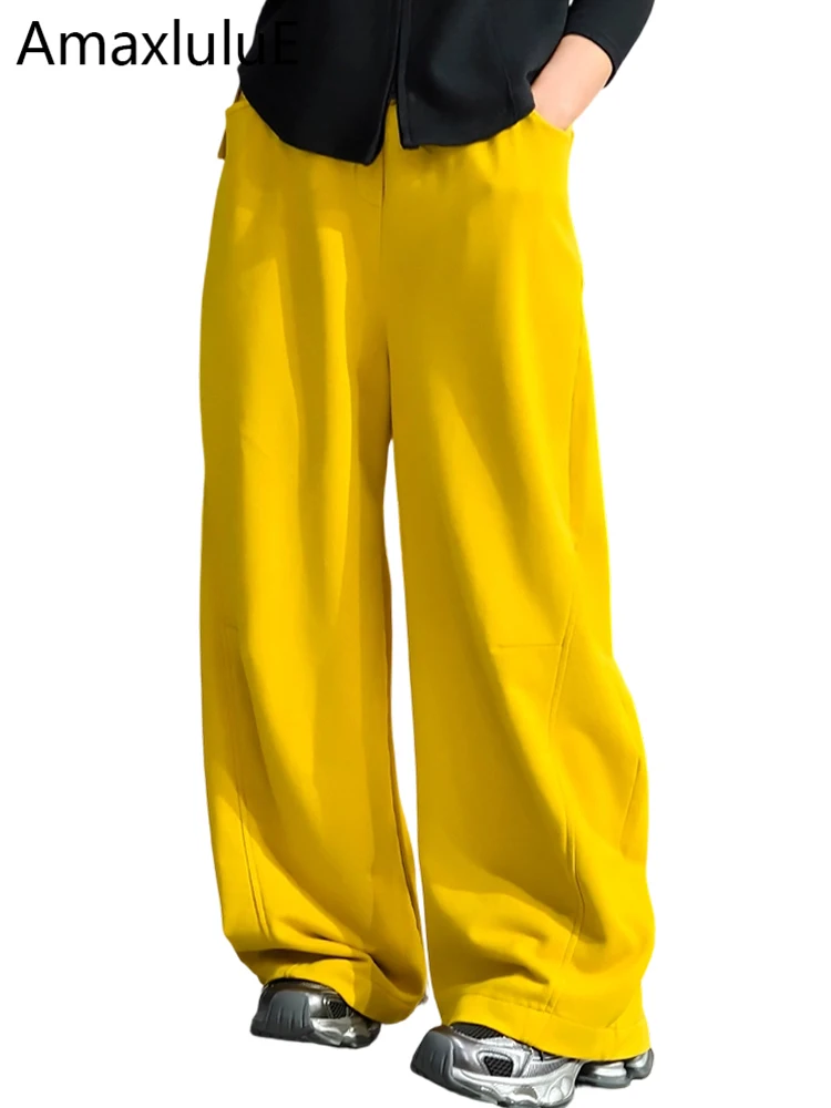 

Женские брюки Amax LuluE: весенняя коллекция 2026, японский дизайн, свободный крой, классические, винтажные, элегантные однотонные брюки