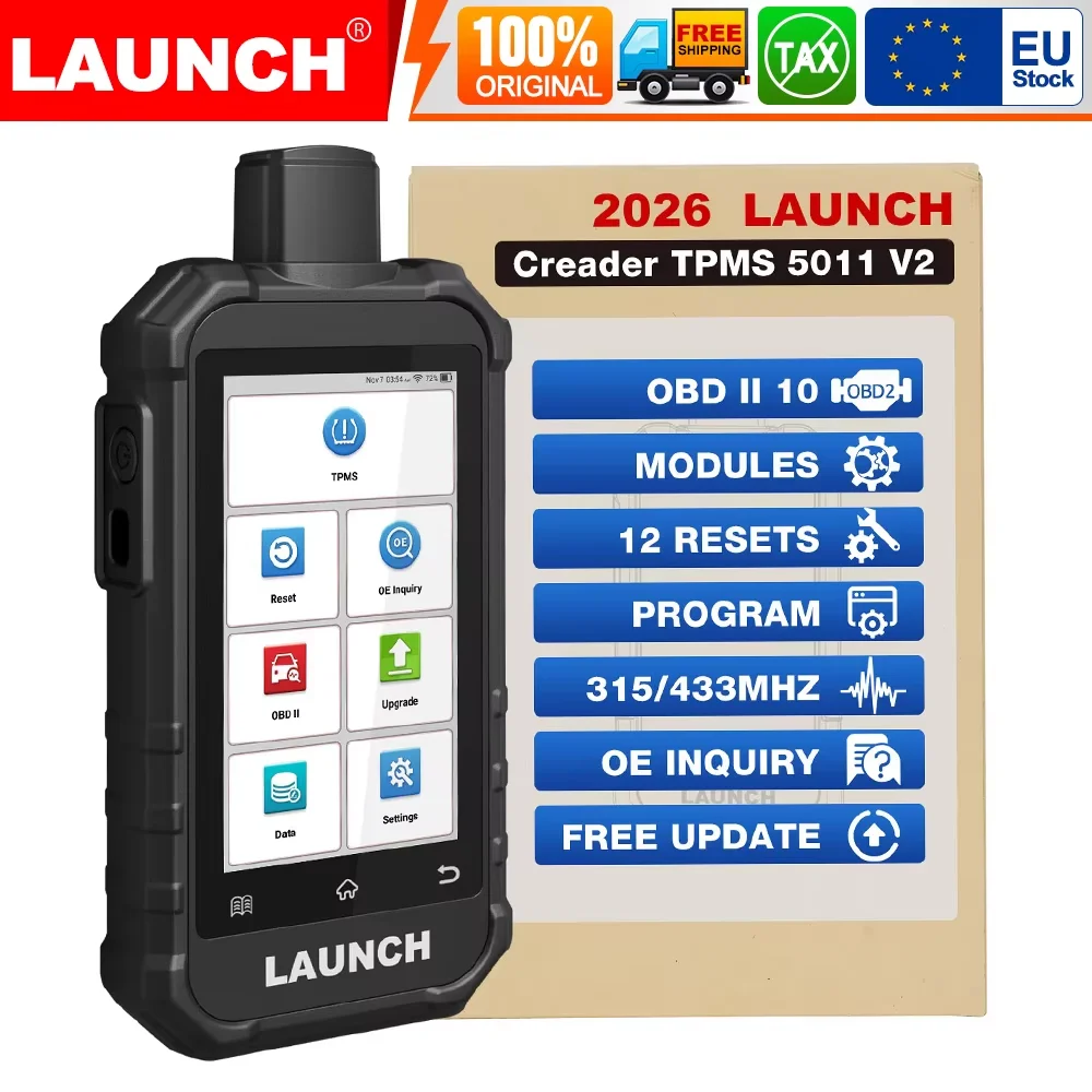 LAUNCH X431 TPMS CRT 5011 V2 Reifendruck-Diagnosegerät 315/433MHz RF-Sensor Auto-Aktivierungsscanner OBD2 12 Resets Kostenlose Updates