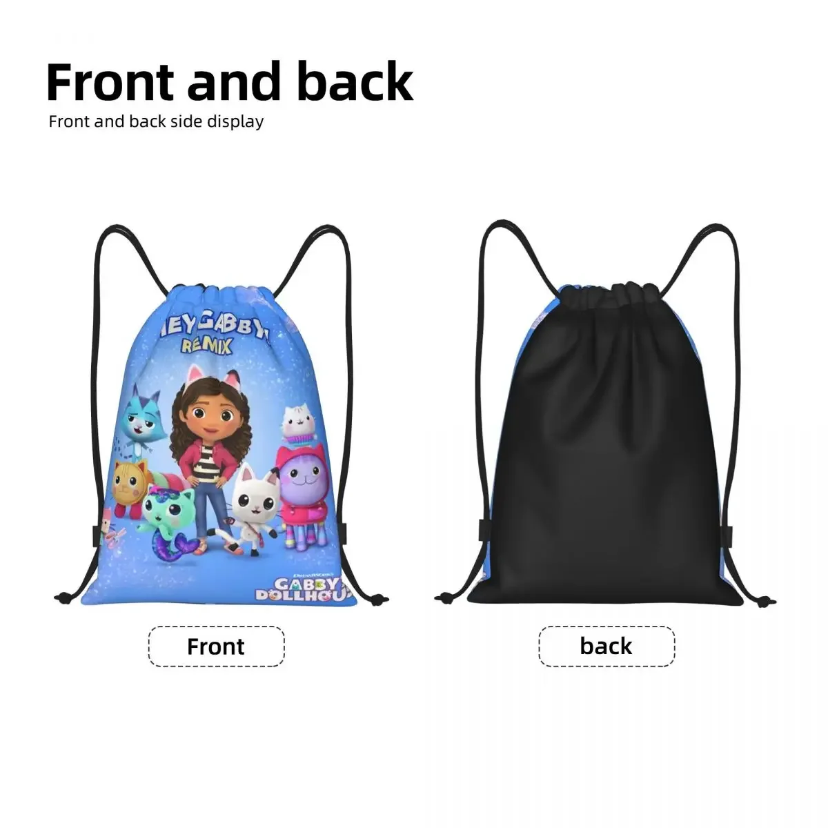 Gabby Mercat Drawstring Backpack Sports Gym Bag for Men Women Gabbys Dollhouse Training Sackpack