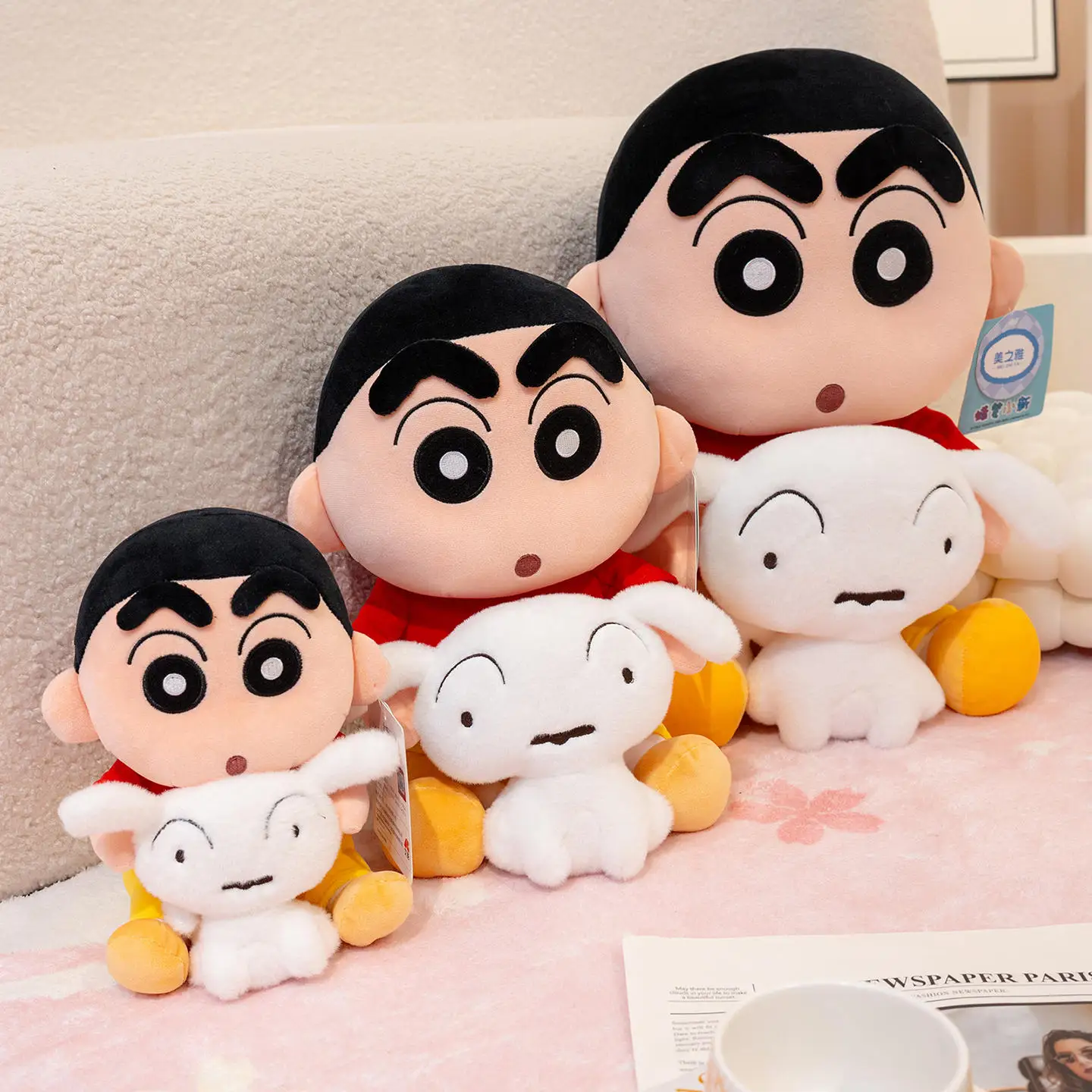 

Original Adorably Plushies Crayon Shin-chan Hold Shiro Plush Toy Anime Crayon Shin-chan Stuffed Doll Cuddly Pillow Xmas Gifts