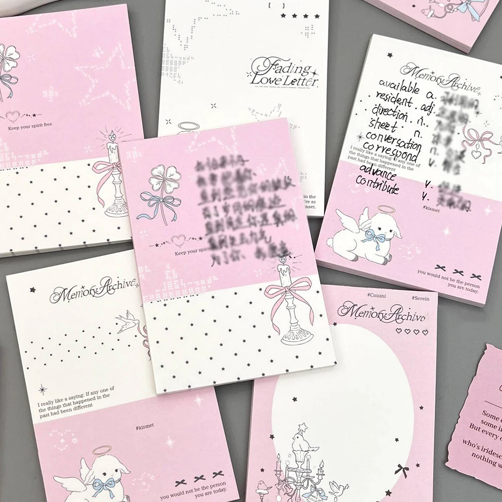 50 Blatt „Lucky Angel“-Notizbuch im A7-Format, ansprechendes Design, im „Ins“-Stil, nicht klebend, tragbar, ideal für Schüler, Material: Papier. – Detail 5