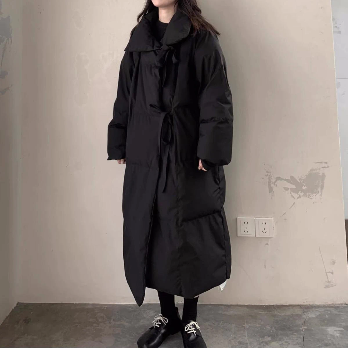 2024 New, Winter Casual Down Cotton Coats,Stylish Black Button Long Parkas Coat,Men\'s Women\'s,Winter Cotton Jackets, Overcoats