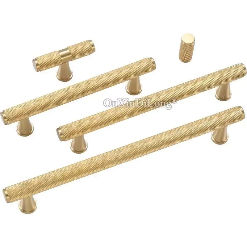 Exquisite 2PCS Solid Brass T-bar Furniture Pulls Handles Drawer Knobs Cupboard Wardrobe Kitchen Closet Dresser Cabinet Pulls