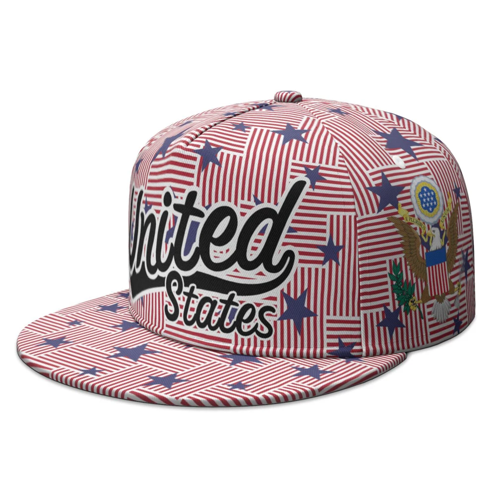 

American Flat Brimmed Cap Free Custom Name Number Team Logo Hip-hop Hat Travel Us Game United States Print Photo Headgear
