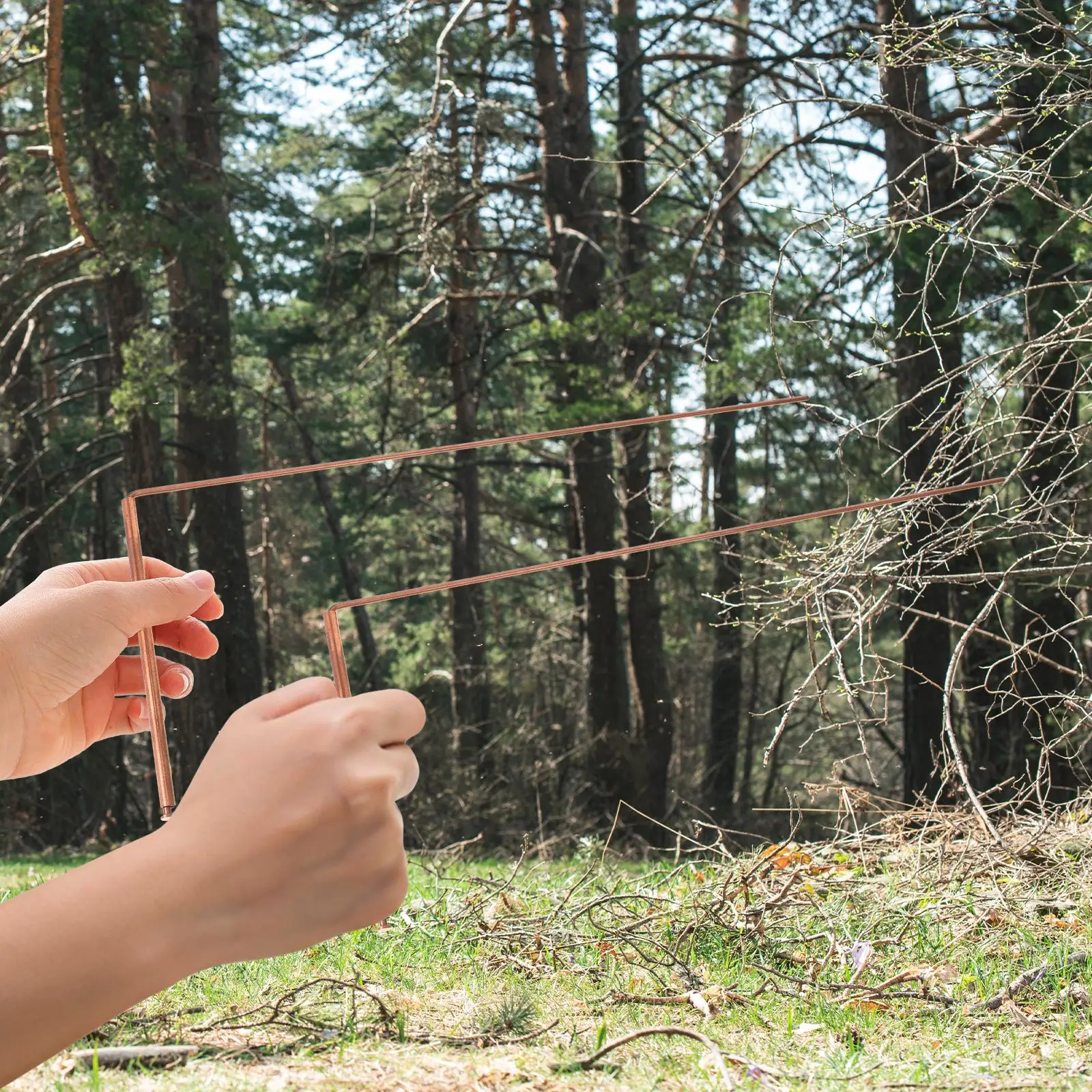 2 buah batang Dowsing tembaga portabel, batang Divining yang dapat digunakan kembali, pencari naga, Jelajahi hantu, batang posisi multiguna emas