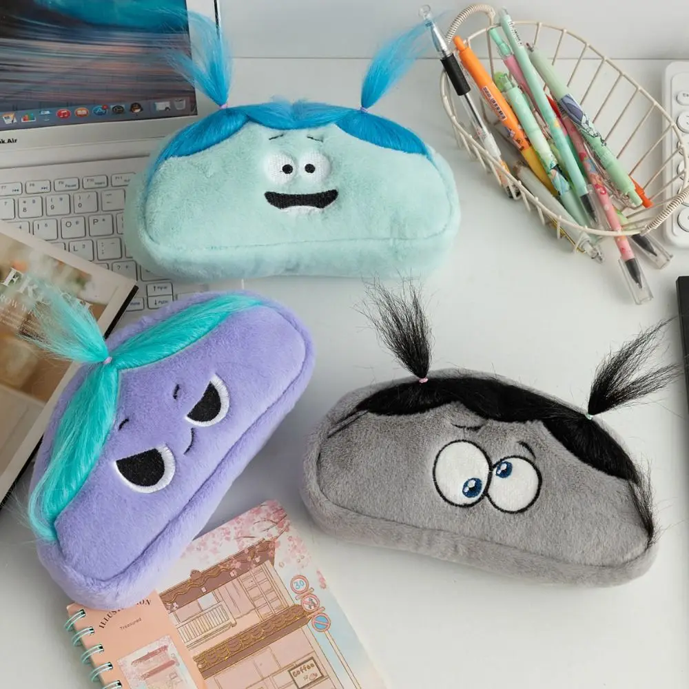 INS Plush Doll Plush Pencil Bag Stuffed Cute Design Cartoon Pen Bag Diy Hairstyle Stationery Bag Makeup Storage