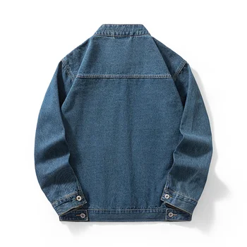 Men's Casual Non-Stretch Denim Jacket High Street Style Zipper Loose Workwear Jacket Plus Size Trendy Streetwear Top 4