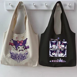 Hip Hop Woman Kuromi Tote Bag Shopper Canvas Shoulder Bag Eco Sanrio Harajuku Casual Shopping Bag Women Tote Female