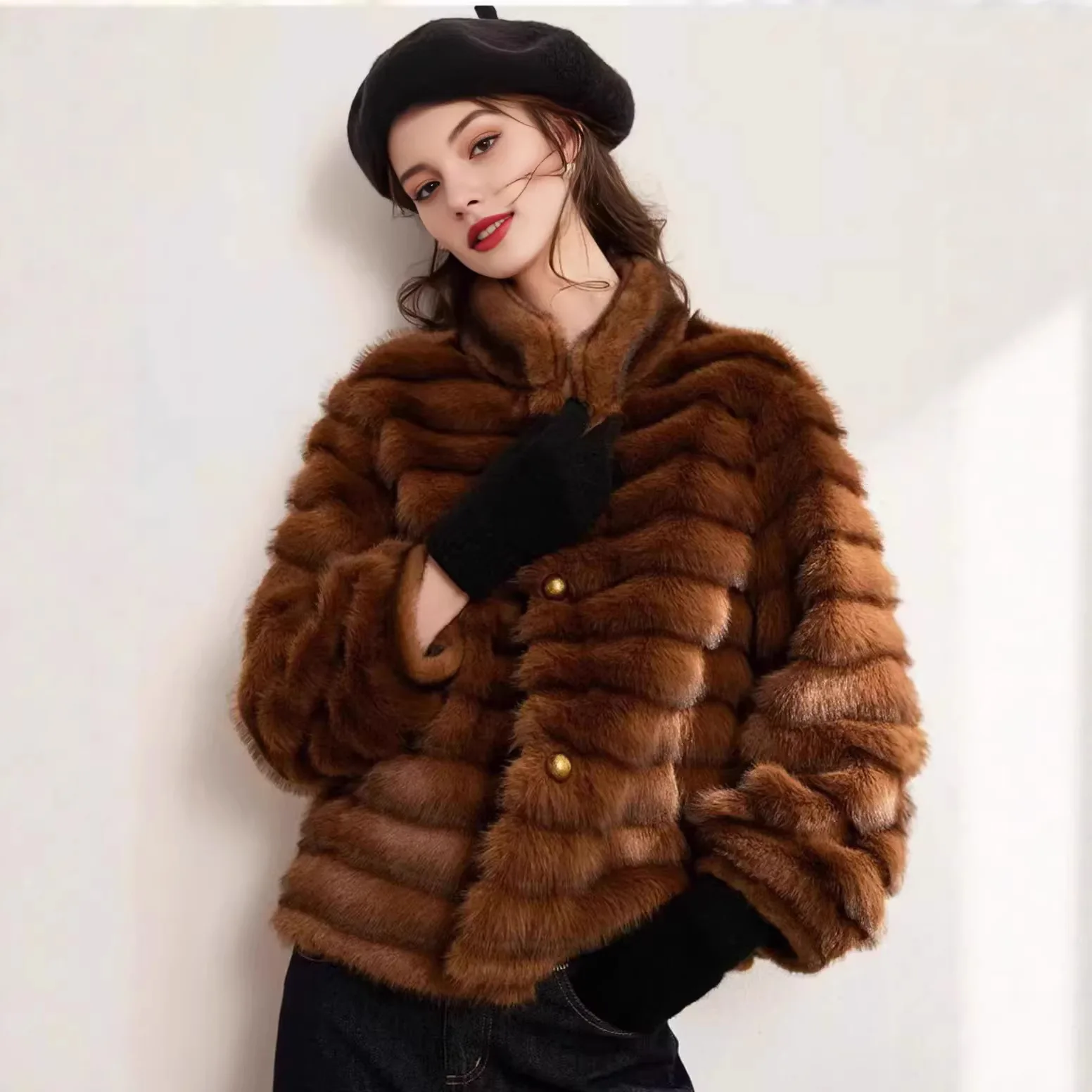 

Faux Mink Fur Winter Coats for Women Solid Lapel Faux Fur Women Jacket Plush Women's Streetwear New Coats Especially Women