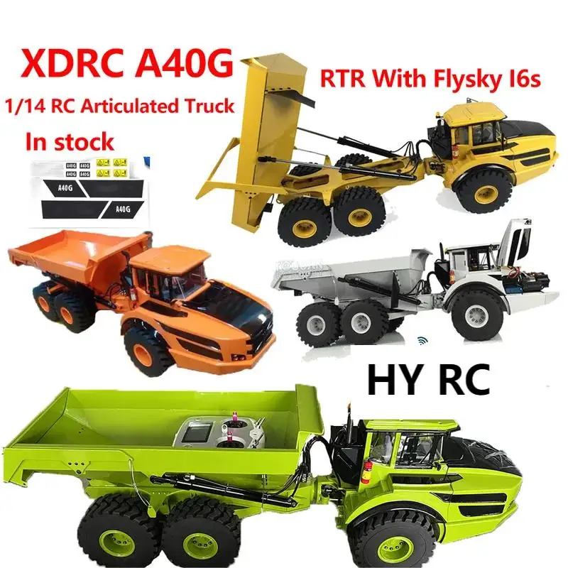 En Stock XDRC 1/14 RC A40G Metal hidráulico RC camión articulado 6x6 Dumper simulación sonido luz Radio I6s volquete modelo juguete