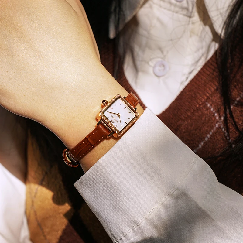 TELENSOU Элегантные женские часы Швейцарские лучшие бренды Роскошные дизайнерские женские кварцевые часы Черный оникс Камень 8819