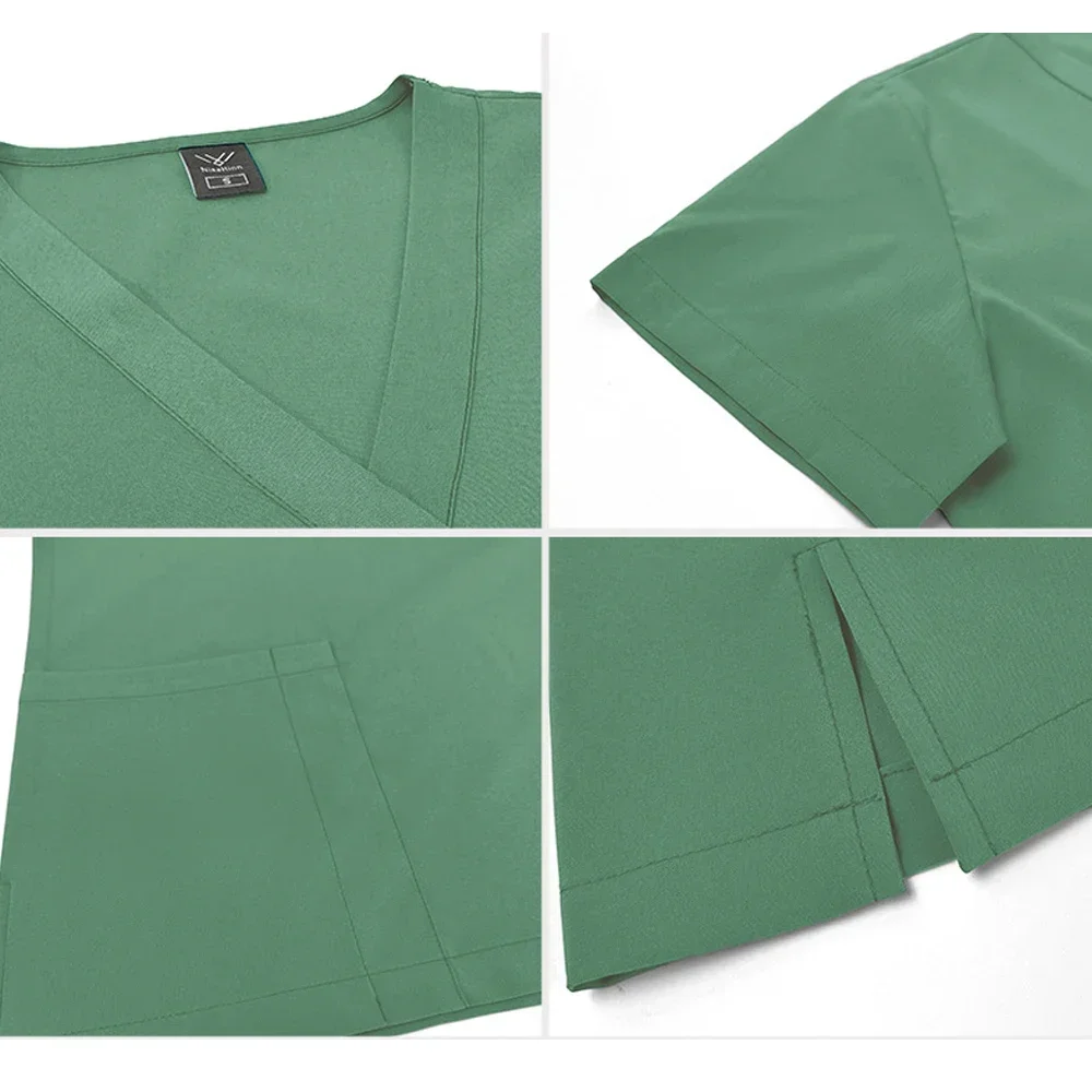 Operating Room Short-sleeved V Collar Hand Dress Blouse Overalls Nurse's Uniform Doctor's Medical Uniform Infirmière