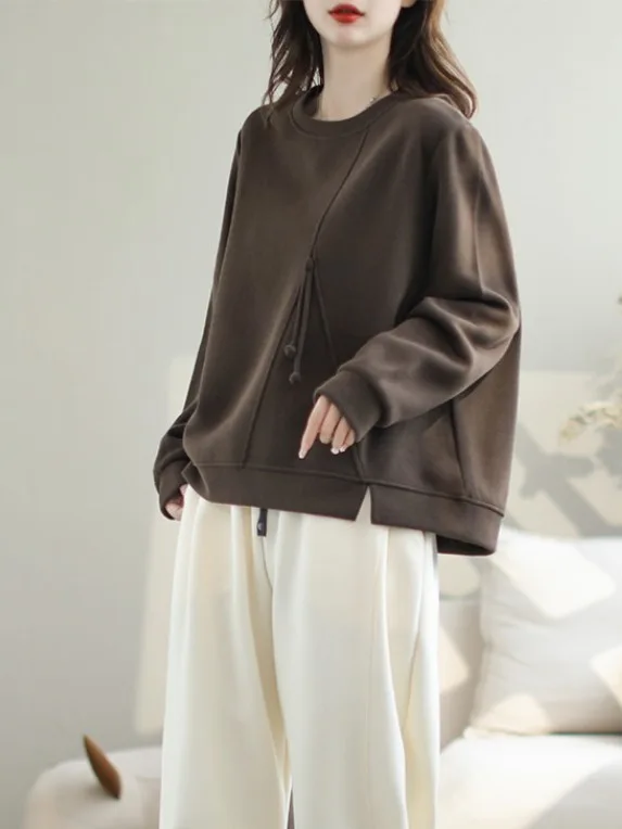 Loose Casual Hoodie Women's Standard Fit Cotton 100% Cover Belly Pull over Sweatshirt New Brand Autumn Wear plus Size