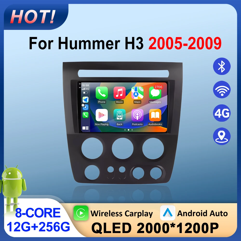 Android 16 For Hummer H3 2005-2009 Car Multimedia Player Stereo 9Inch Player GPS Navigation Carplay DSP