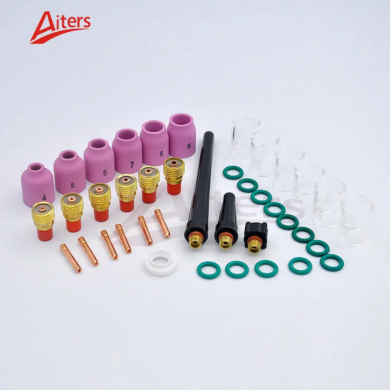 Welding Consumables Glass Cup 40pcs TIG Welding Torch Stubby Gas Lens Kit for WP9/20/25 Torch Gun