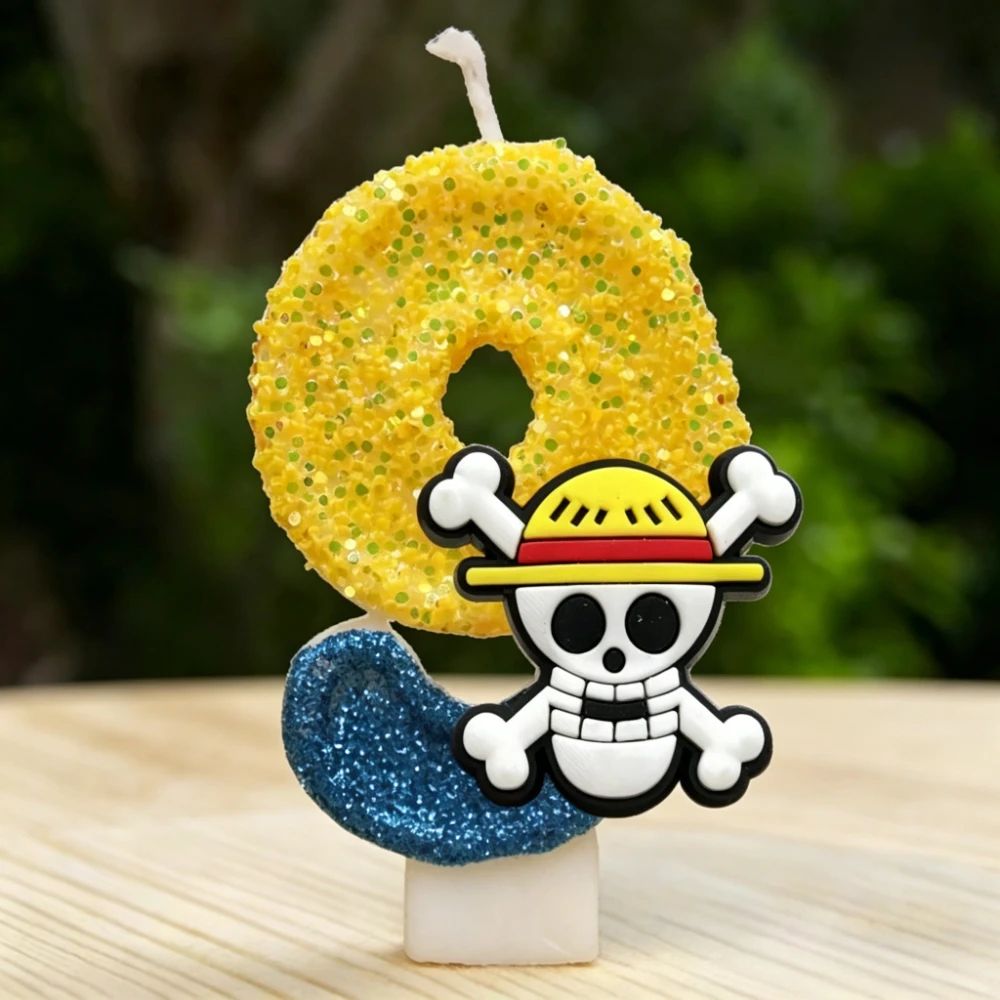 One Piece Themen-Kerzen Cartoon 0-9 Zahlen-Kuchen Anime-Figur Monkey D. Luffy Party Geburtstag Jubiläum Kuchendekoration Kindergeschenk