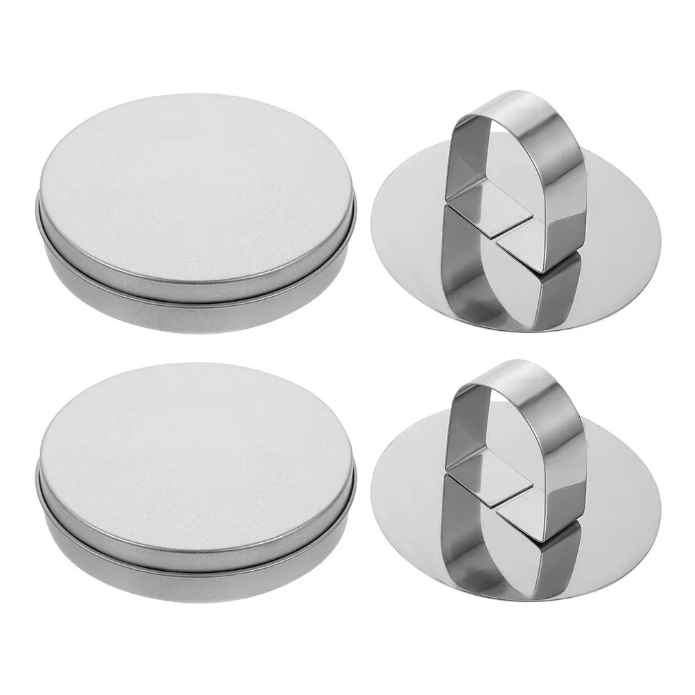 4Pcs Korean Sugar Candy Game Molds Set with Tin Storage Box for Traditional Making Easy DIY Baking Kit Cookie Press Mold