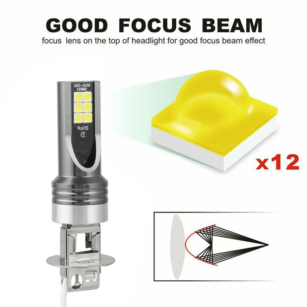 2 قطعة سيارة LED مصباح H3 12 فولت الأبيض الضباب الخفيف السوبر مشرق السيارات LED الجبهة الضباب ضوء عالية الطاقة 6000 كيلو مصباح قيادة لمبات الأبيض
