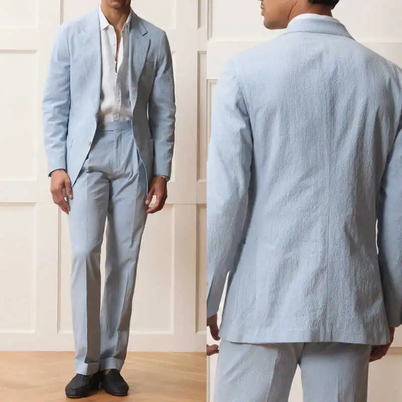 

Simple 2-Piece Formal Suit with Textured Fabric Single-Breasted Lapel Detail for Gala Party Wedding Prom Outfit Customized