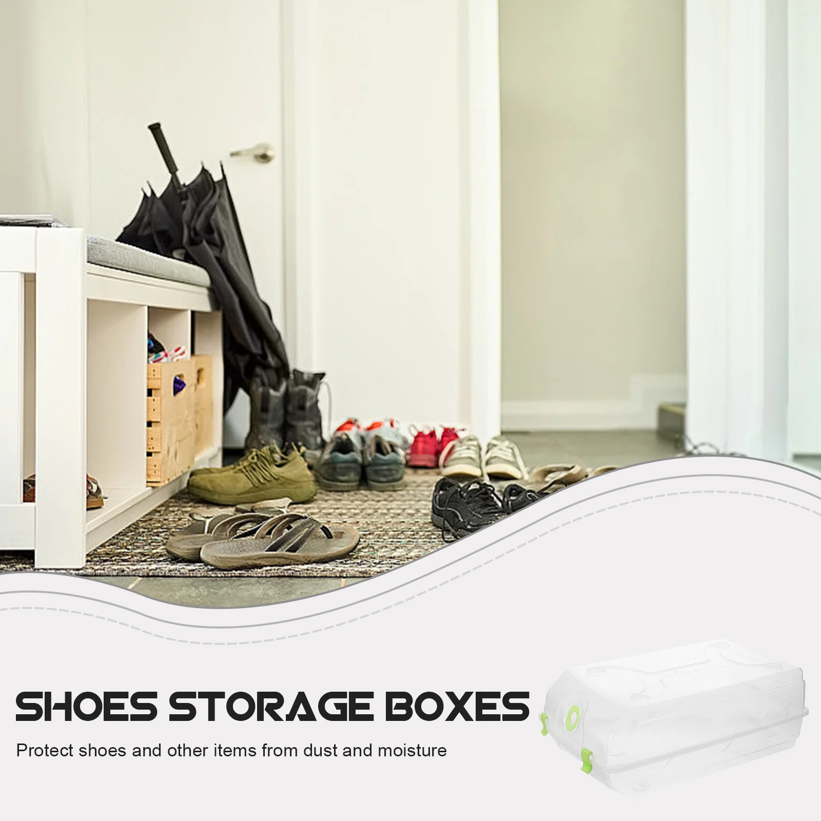 

Stackable Shoe Storage Box Clear Plastic Organizer for Flat Shoes Sandals Slippers 22x13x37cm Easy Assemble Shoe Case