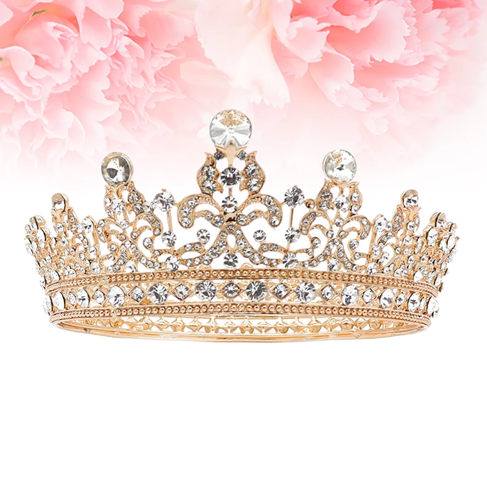 

Rhinestones Bridal Crown Bride Baroque Hair Accessories Birthday Tiara for Women