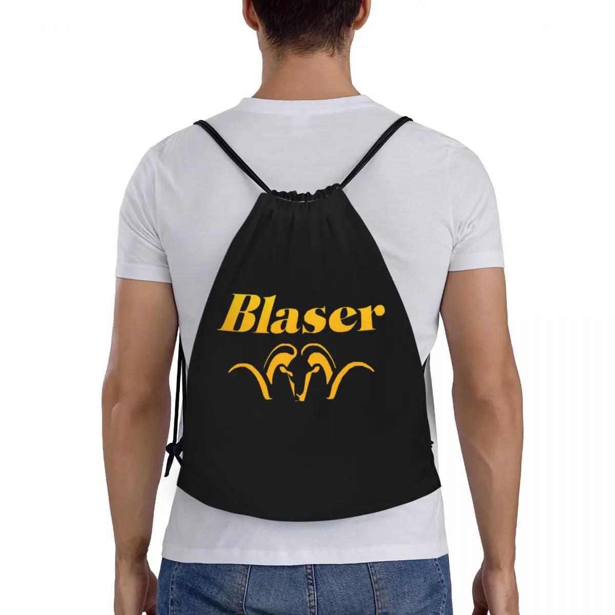 Custom Gold Blaser Firearm Pistol Drawstring Backpack Bags Men Women Lightweight Gym Sports Sackpack Sacks for Shopping