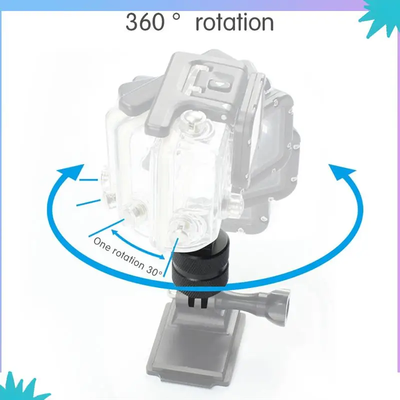 Abzw para gopro 13 12 11 câmera de ação 360 graus de rotação conjunta conector suporte 90 graus cotovelo tripé montagem parafuso adaptador