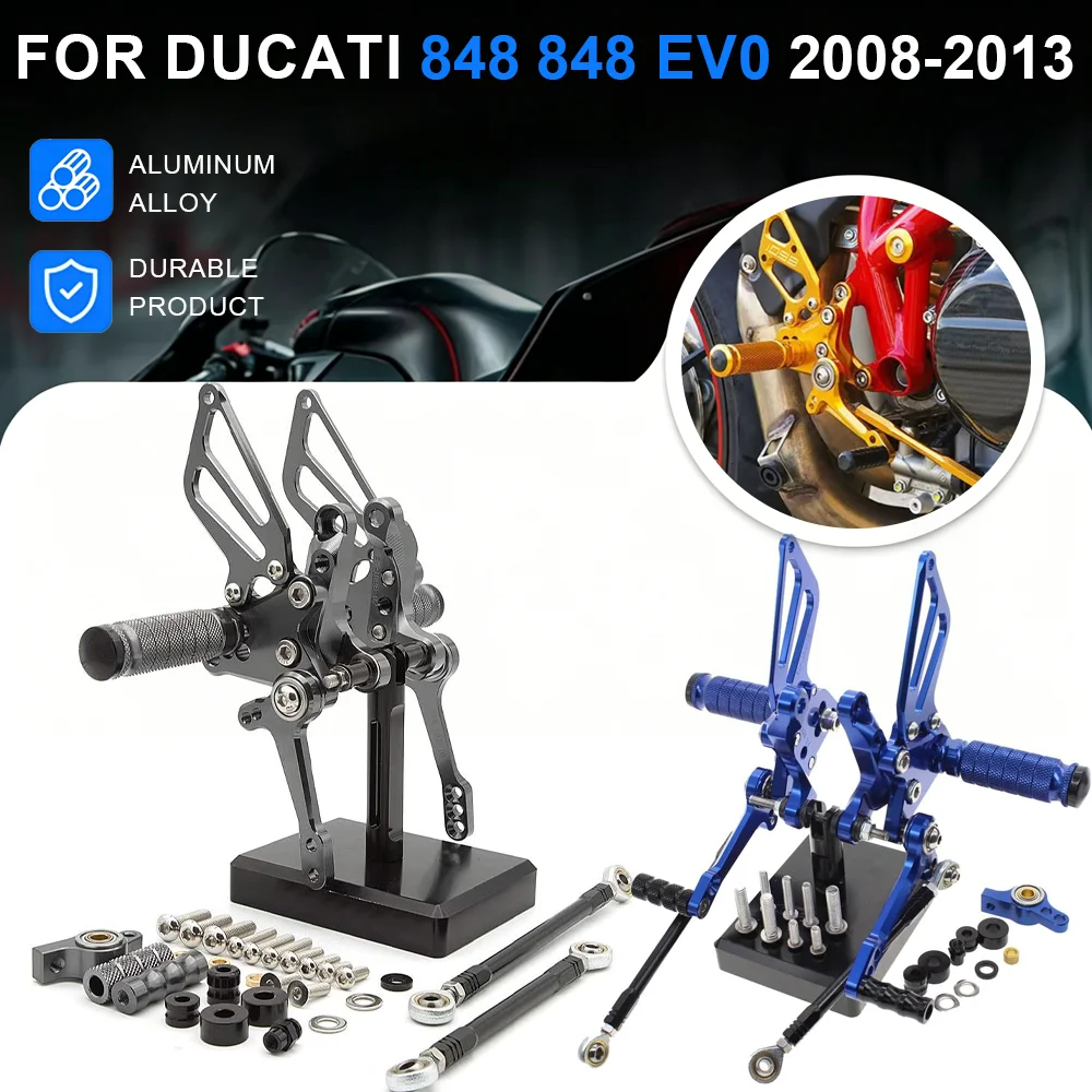

For Ducati 848 848 EV0 2008-2013 GP Shifter Motorcycle Rearset Footrest Foot Pegs Rest CNC Adjustable Reversed Rearset