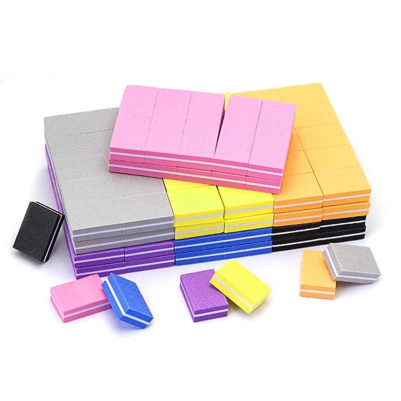 

50Pcs Pink Nail Buffer Files Set 100/180 Grit Square Sponge Buffers File Block Nail Supplies For Professional Manicure Tools Set