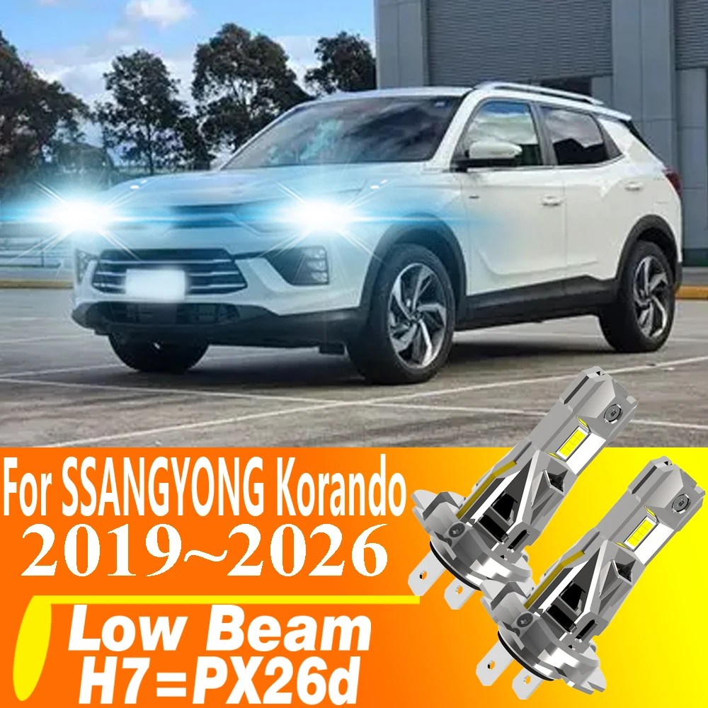 2pcs H7 PX26D LED Headlight 12V 55W Moto Fog Light Car Bulb Low Beam White Turbo Diode Lamp For SSANGYONG Korando C300 2019~2026