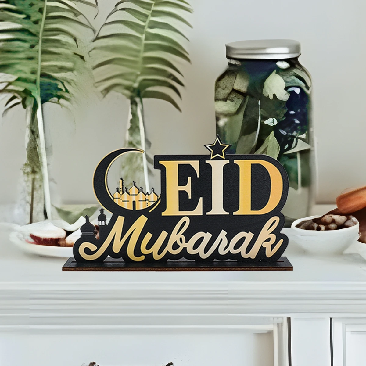 Eid Mubarak Wooden Ornaments Ramadan Decorations For Home 2024 Ramadan Kareem Islamic Muslim Party Decoration Happy Eid Al Adha