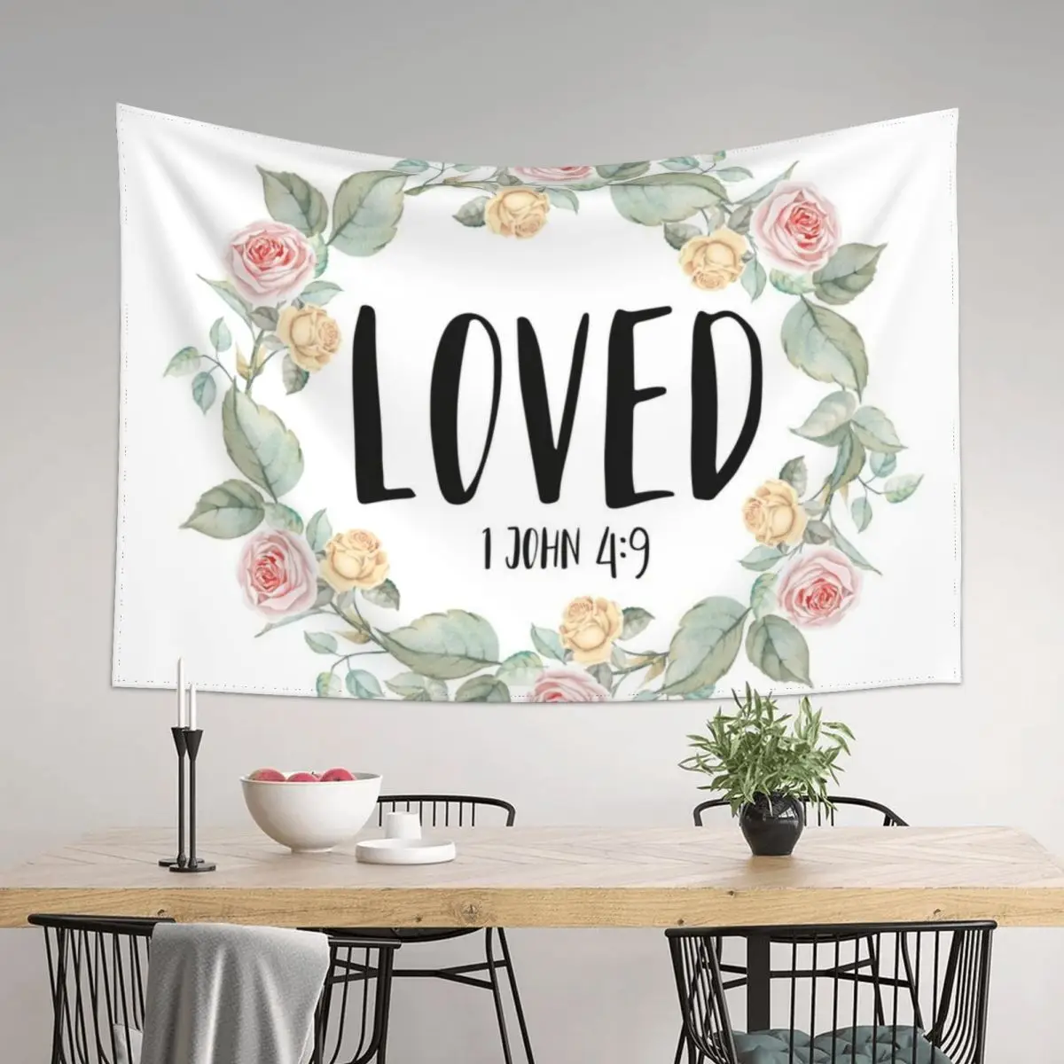 

Loved - 1 John 4:9 - Bible Verse Tapestry Carpet On The Wall Decorative Wall Mural Aesthetics For Room Tapestry