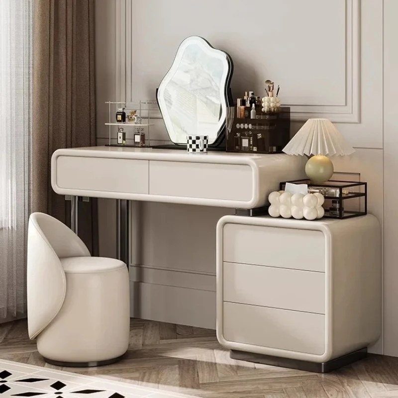 

Modern Bedroom Dresser Luxury Dressing Table with Mirror Bedroom Furniture Small Apartment Storage Dressing Table Makeup Chair X