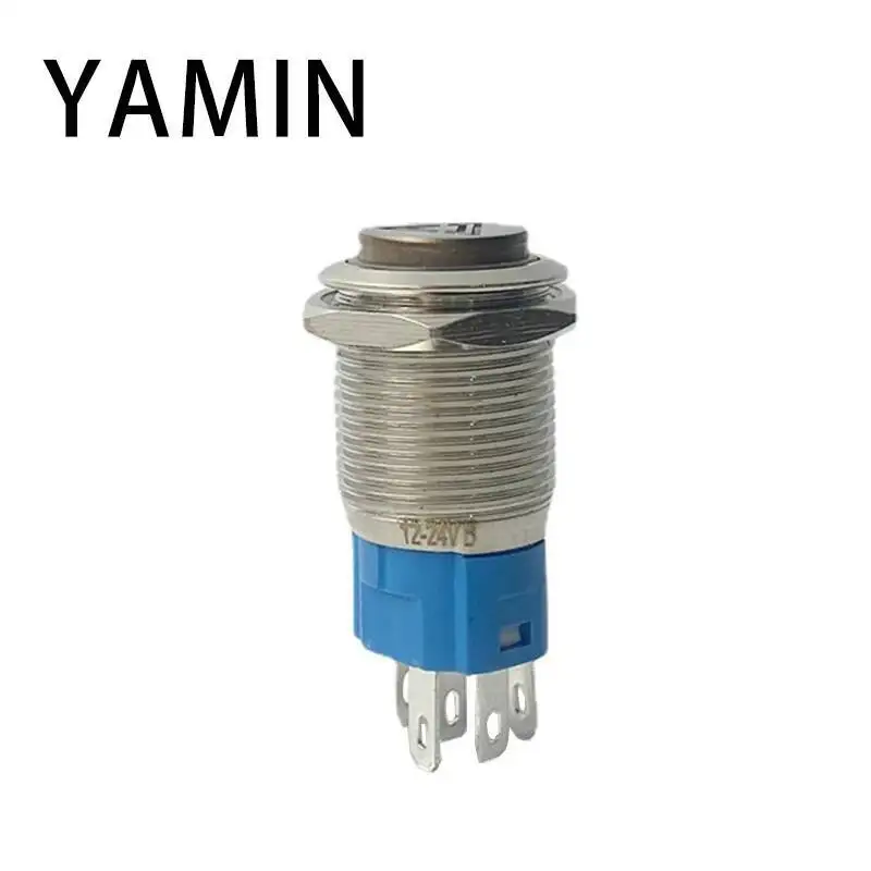 16/19/22 مللي متر شقة مستديرة إصلاح إعادة تعيين تخصيص إمدادات الطاقة مع مصباح ليد DIY بها بنفسك شخصية مضيئة بدء إيقاف مفتاح بـزر دفع معدني #3