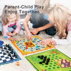 Mideer 32-IN-1 Classic Board Games Multiplayer For Party Family Ludo Checkers Chess Children Educational Toys For Kids 3Y+