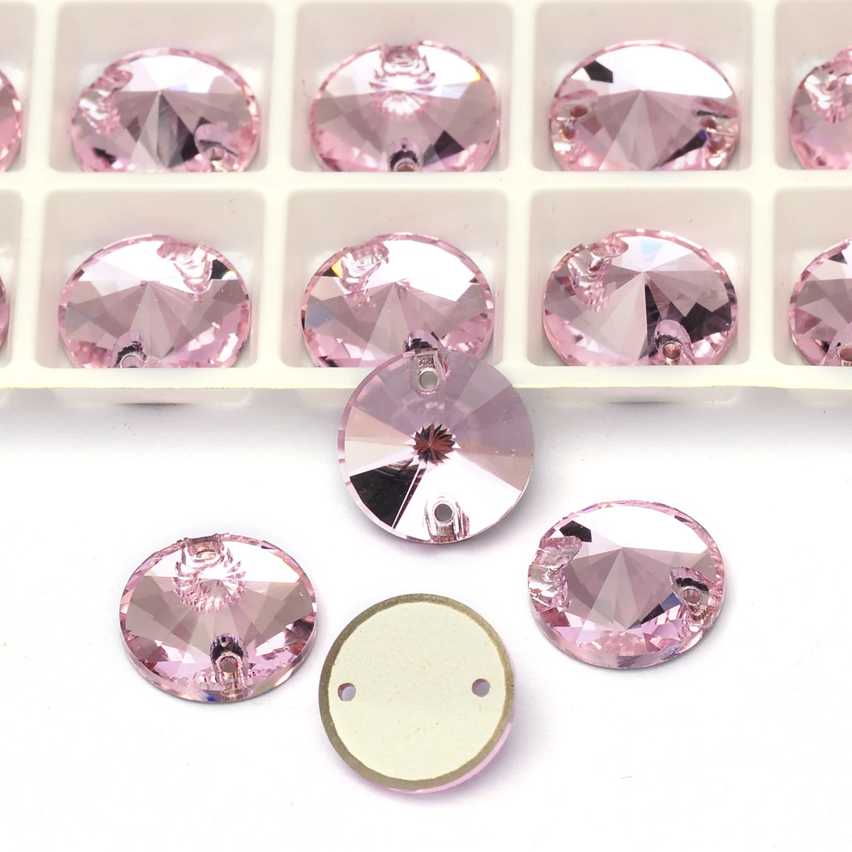 PUBRILEX Großhandel Glas K9 Rivoli Runde Kanten mit Facetten zum Aufnähen Strasssteine in Allen Farben für DIY Kleidung, Kleider und Bekleidung – Detail 7