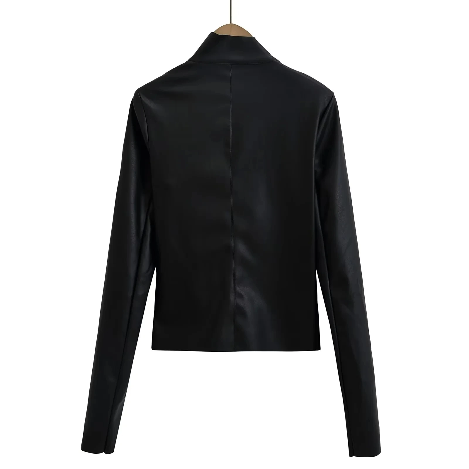 الرجعية الأمريكية Bla سليم صالح سستة مطاطا بولي Leather الجلود Jaet المرأة تنوعا ort ملابس خارجية مع المتوترة s #4