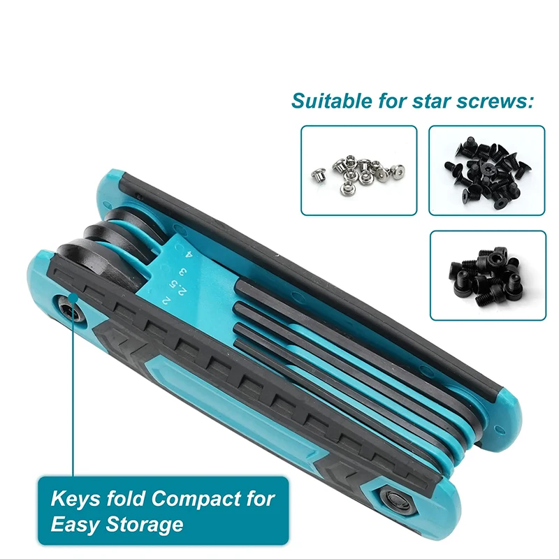 LIBRATON 8 in 1 Folding Allen Wrench Set Metric Allen Key Set Tool Or Folding Tamper Proof Torx Key Set Portable Star Wrench Kit