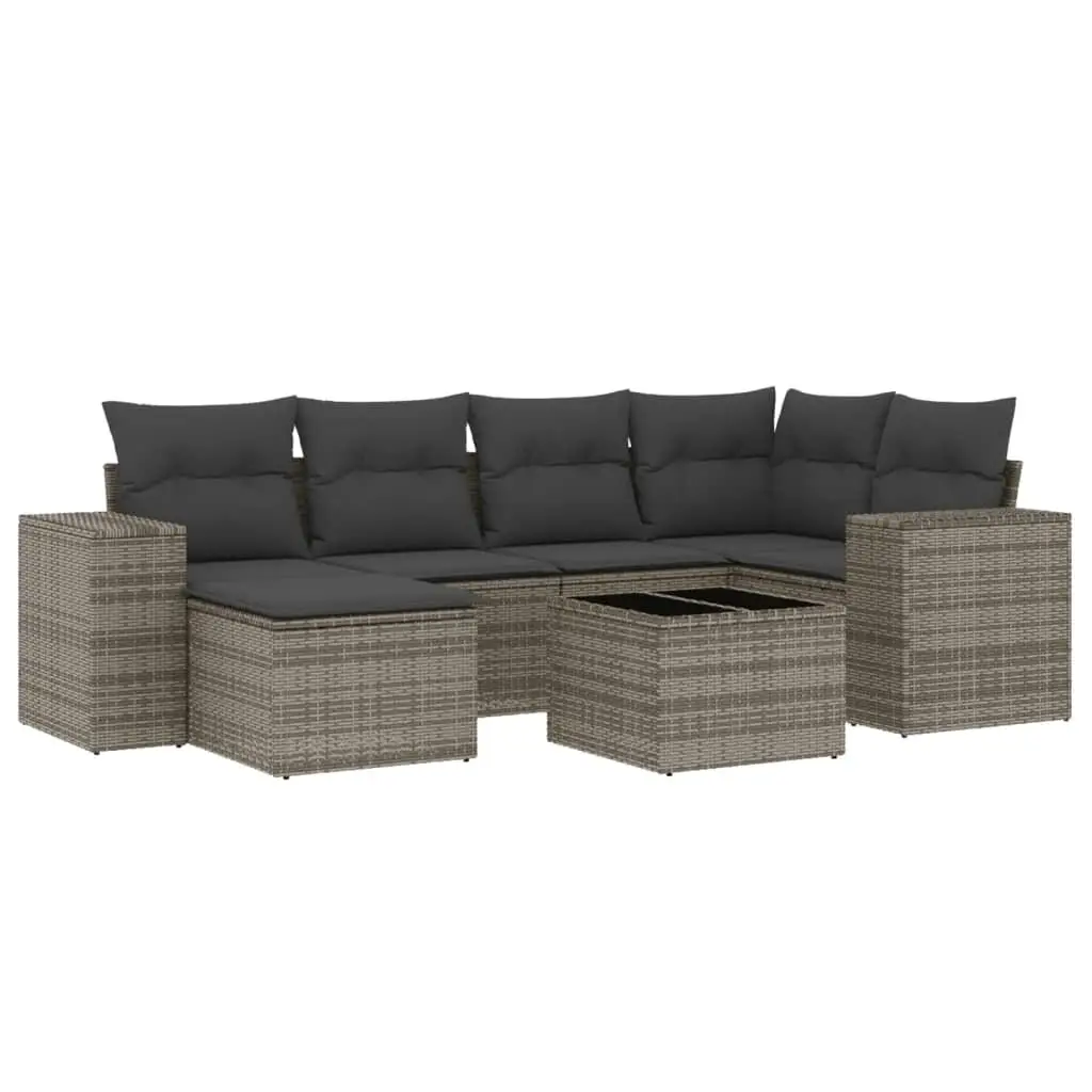 Grey PE Rattan Large Modular Outdoor Garden Sofa Set Comfortable Seating for Patio Deck Backyard Furniture