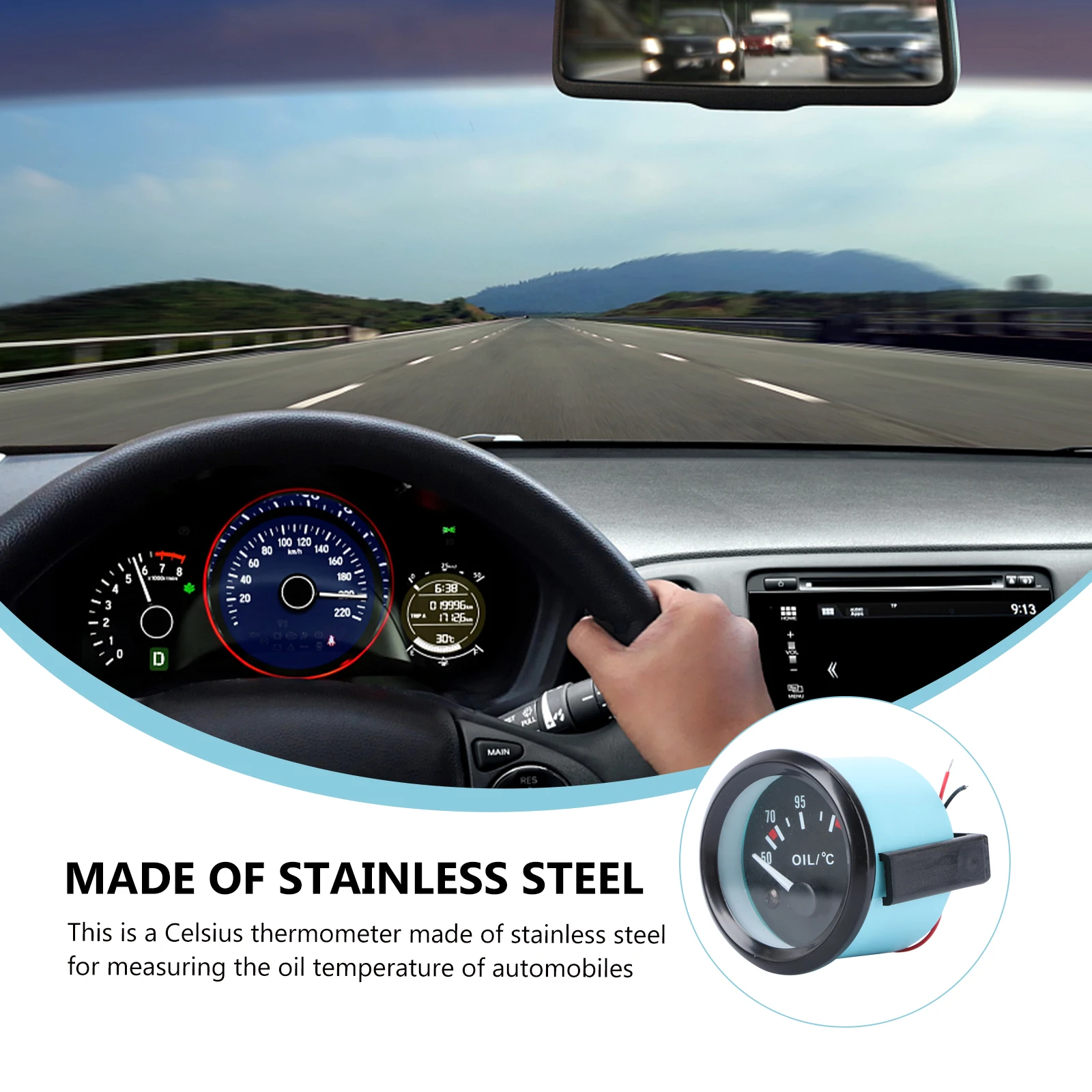 

52Mm Oil Temperature Gauge Black Single Led Light Stainless Steel Celsius Temperature Table Automotive Thermometer For Car