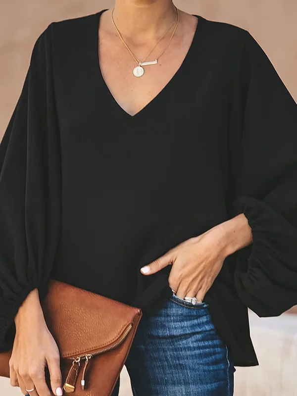 

Color Vne Loose Blouse Street Sle Slim Fit Long Sve Casual Tops for Young Women Faionable Comfortable Fem Wear