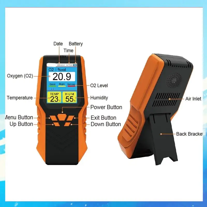 

Ручной кислородный монитор качества воздуха, высокоточный датчик температуры и влажности O3, детектор газа-[A49T]