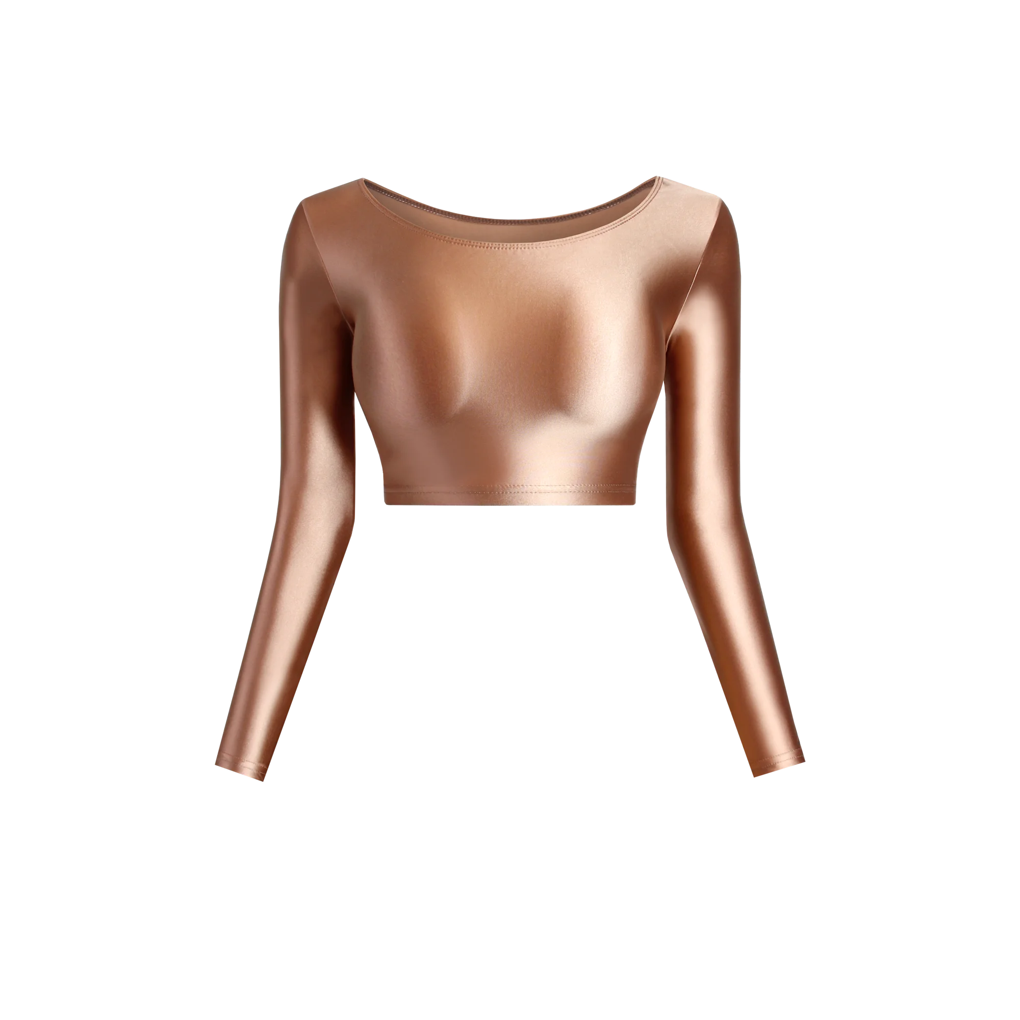 

DROZENO Sexy tight fitting clothes satin glossy top sexy long sleeve navel sports casual tights clothes Dance costume