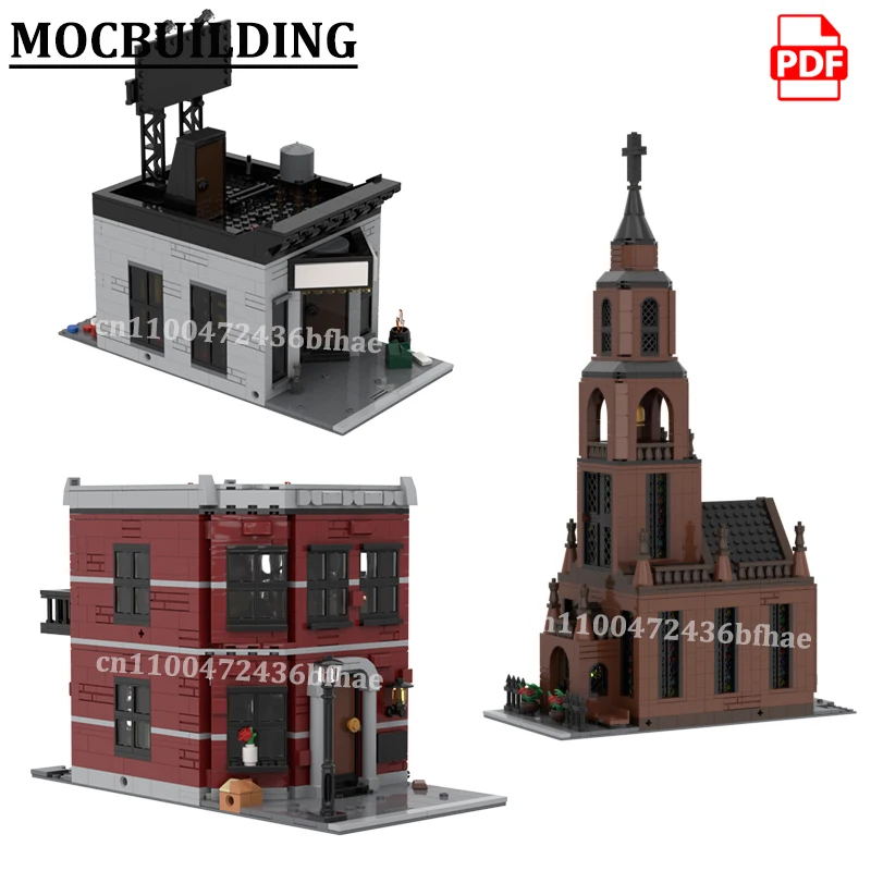 Modular City House Buildings City Street View Church Gym Office with Interiors MOCBUILDING Construction Blocks Toys Gift